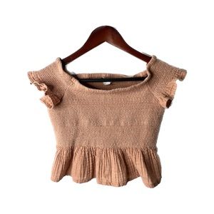 PINK AMERICAN EAGLE SMOCKED PEPLUM TOP! C8